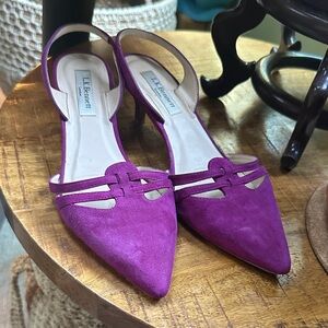 LK Bennett Magenta Suede Heels